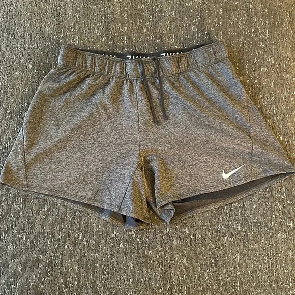 NIKE Dri-FIT Shorts Women's Training Gray Polyester with Pockets - Picture 3 of 14